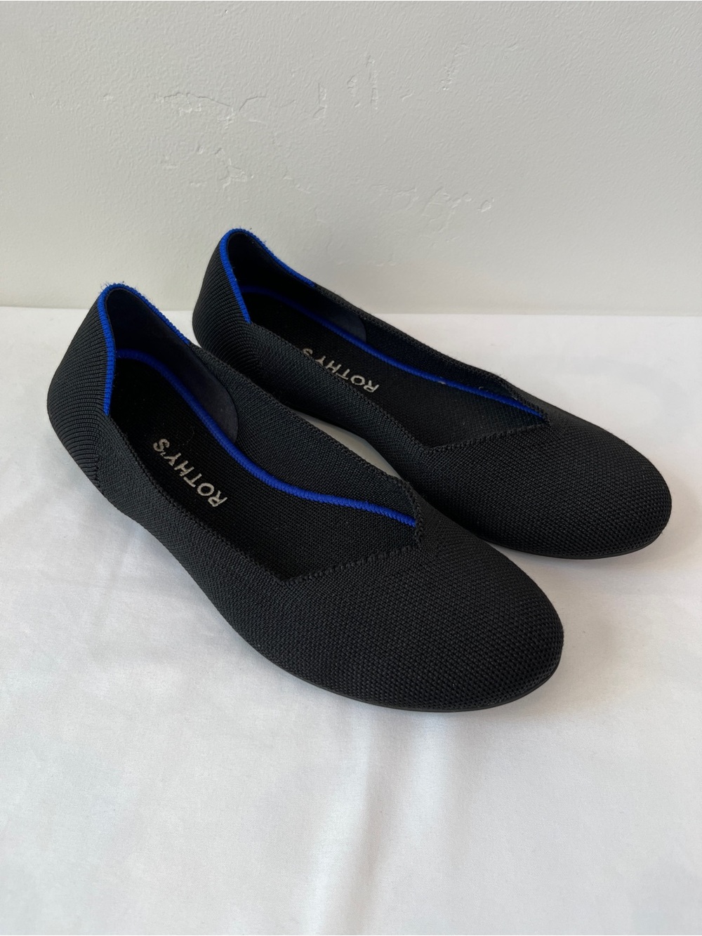 Rothy's The Flat Black Round Toe Knit Ballet Flats Washable Shoes Size 8.5